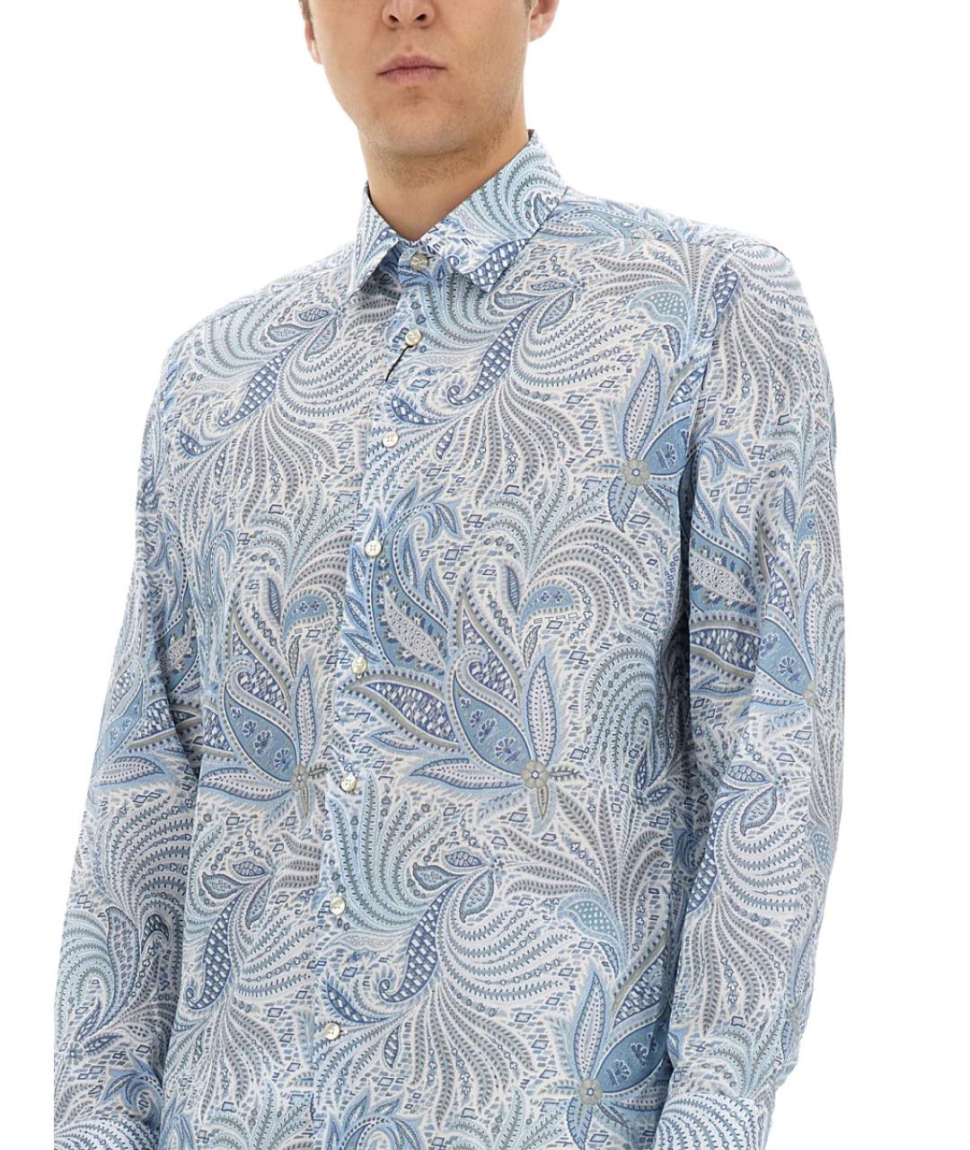 ETRO Голубая хлопковая кэжуал рубашка, фото 5