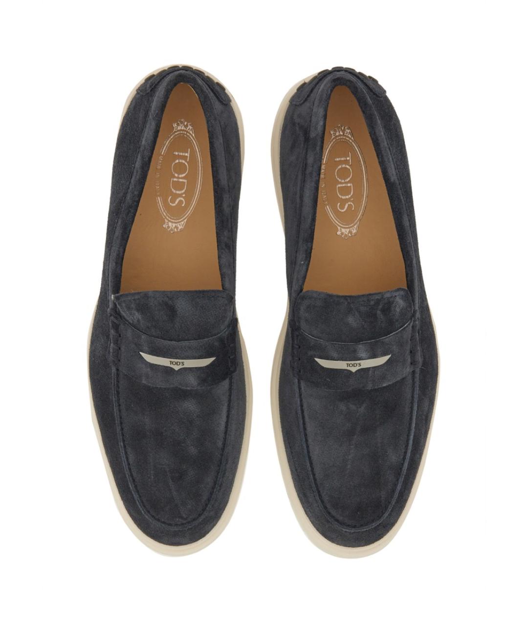 TOD'S Синие кожаные лоферы, фото 2