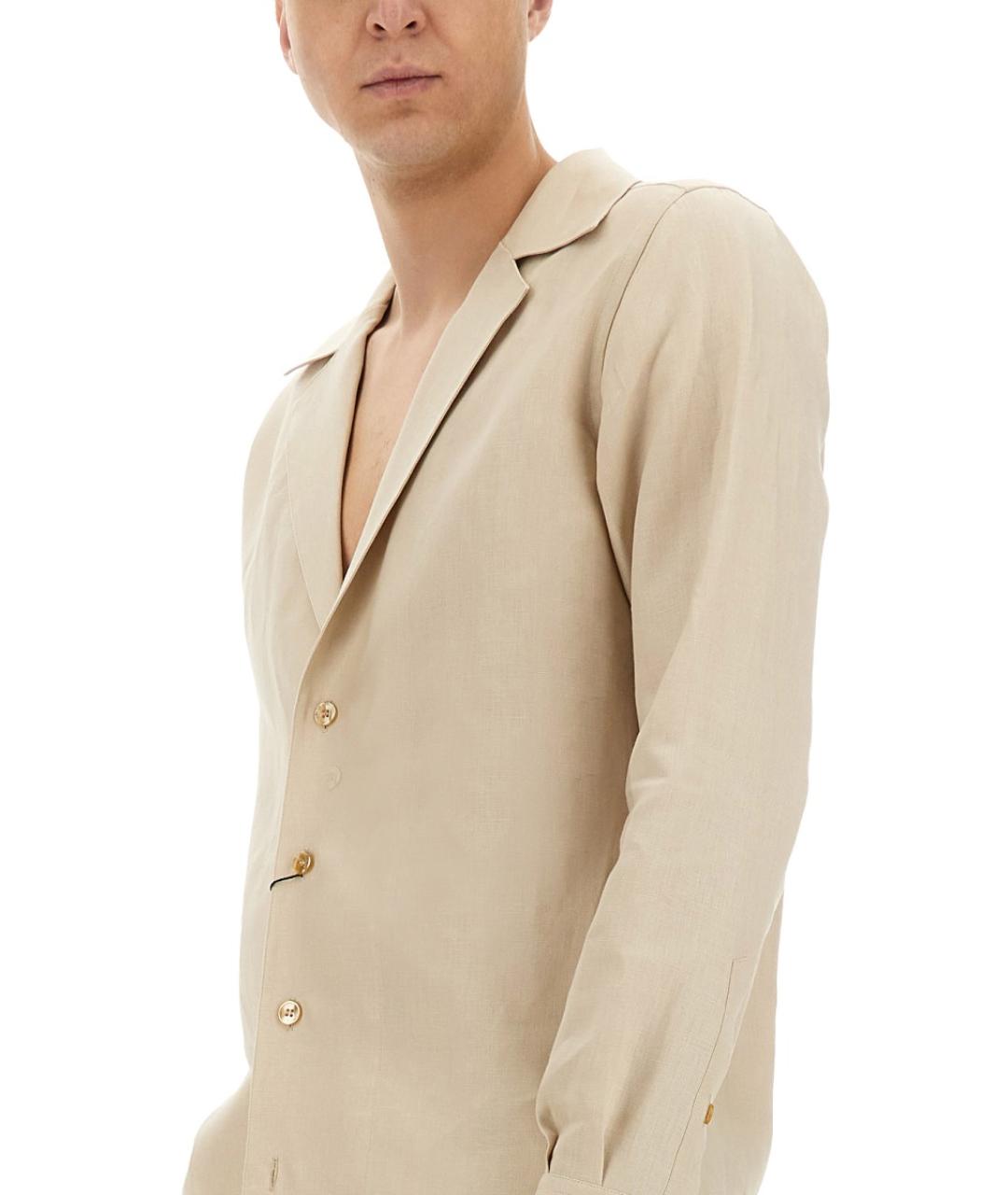 DOLCE&GABBANA Бежевая льняная кэжуал рубашка, фото 5