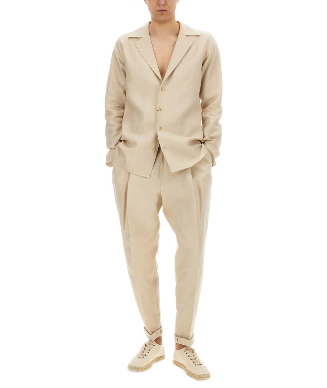 DOLCE&GABBANA Бежевая льняная кэжуал рубашка, фото 3