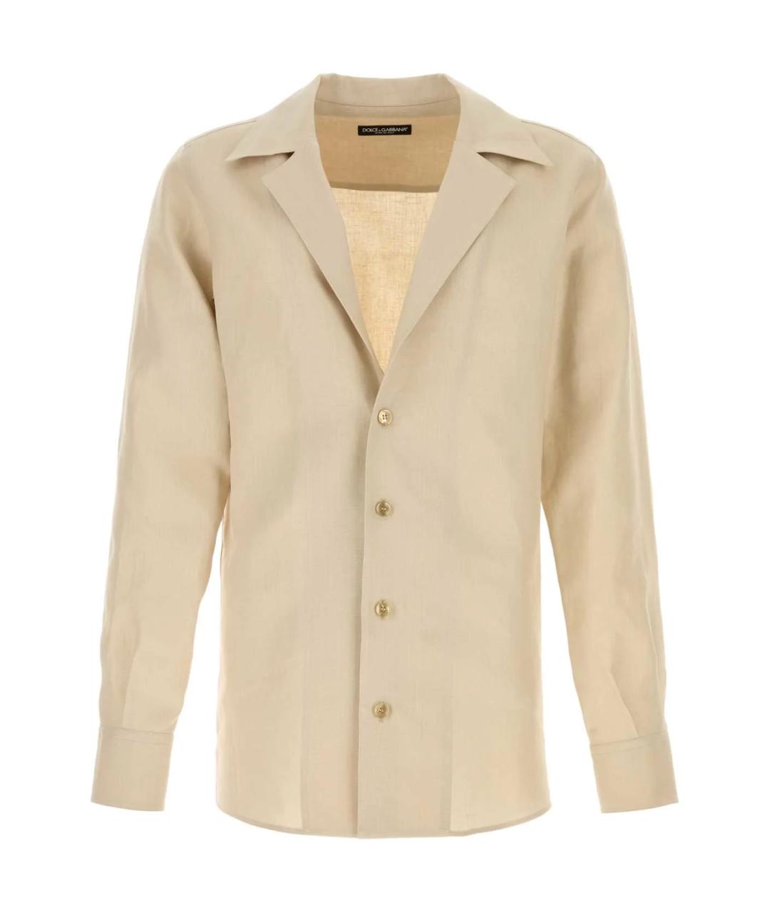 DOLCE&GABBANA Бежевая льняная кэжуал рубашка, фото 1