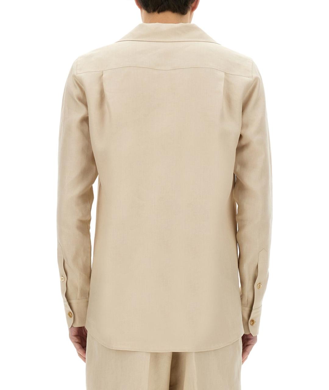 DOLCE&GABBANA Бежевая льняная кэжуал рубашка, фото 4