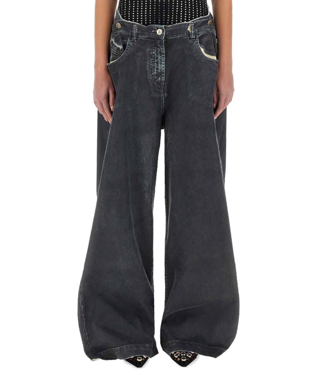 THE ATTICO Антрацитовые хлопковые джинсы клеш, фото 5