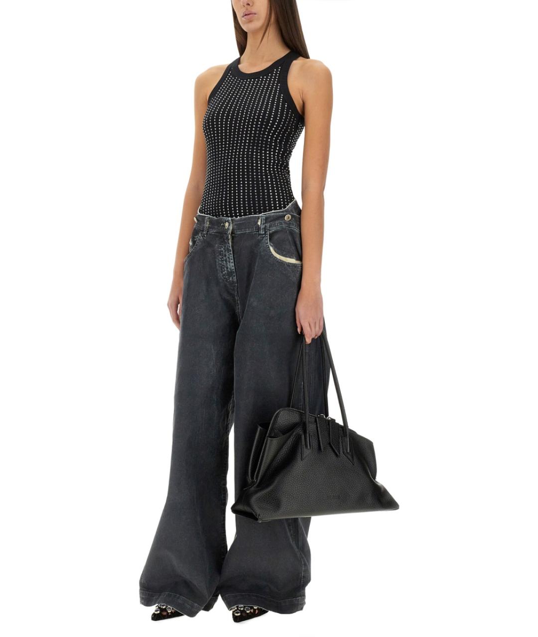 THE ATTICO Антрацитовые хлопковые джинсы клеш, фото 2