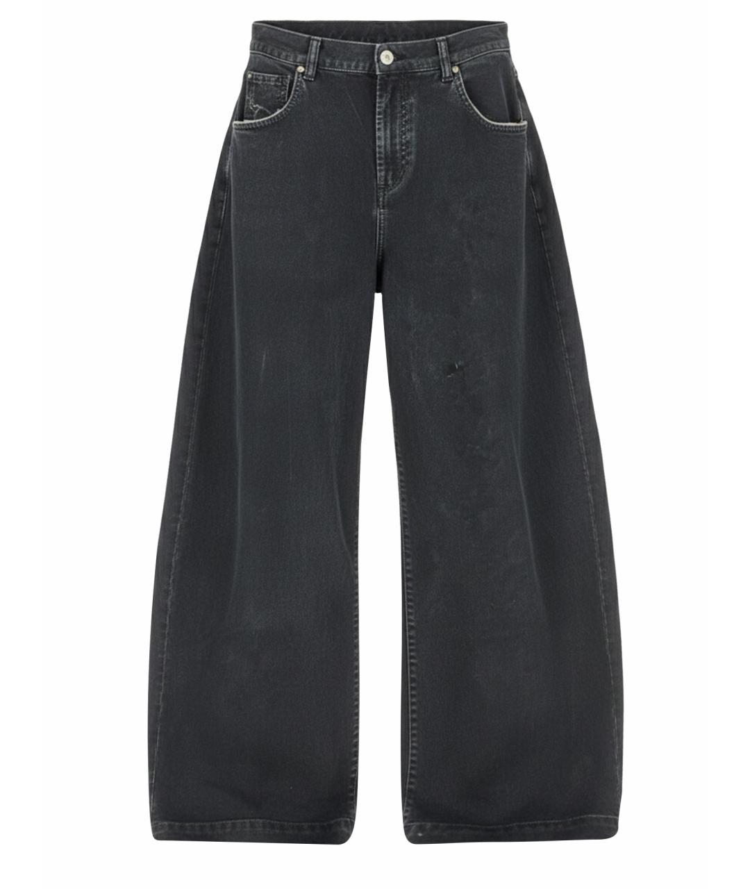 THE ATTICO Антрацитовые хлопковые джинсы клеш, фото 1