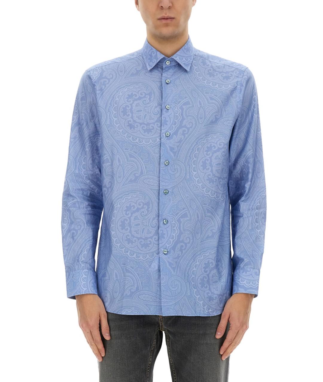 ETRO Голубая хлопковая кэжуал рубашка, фото 2