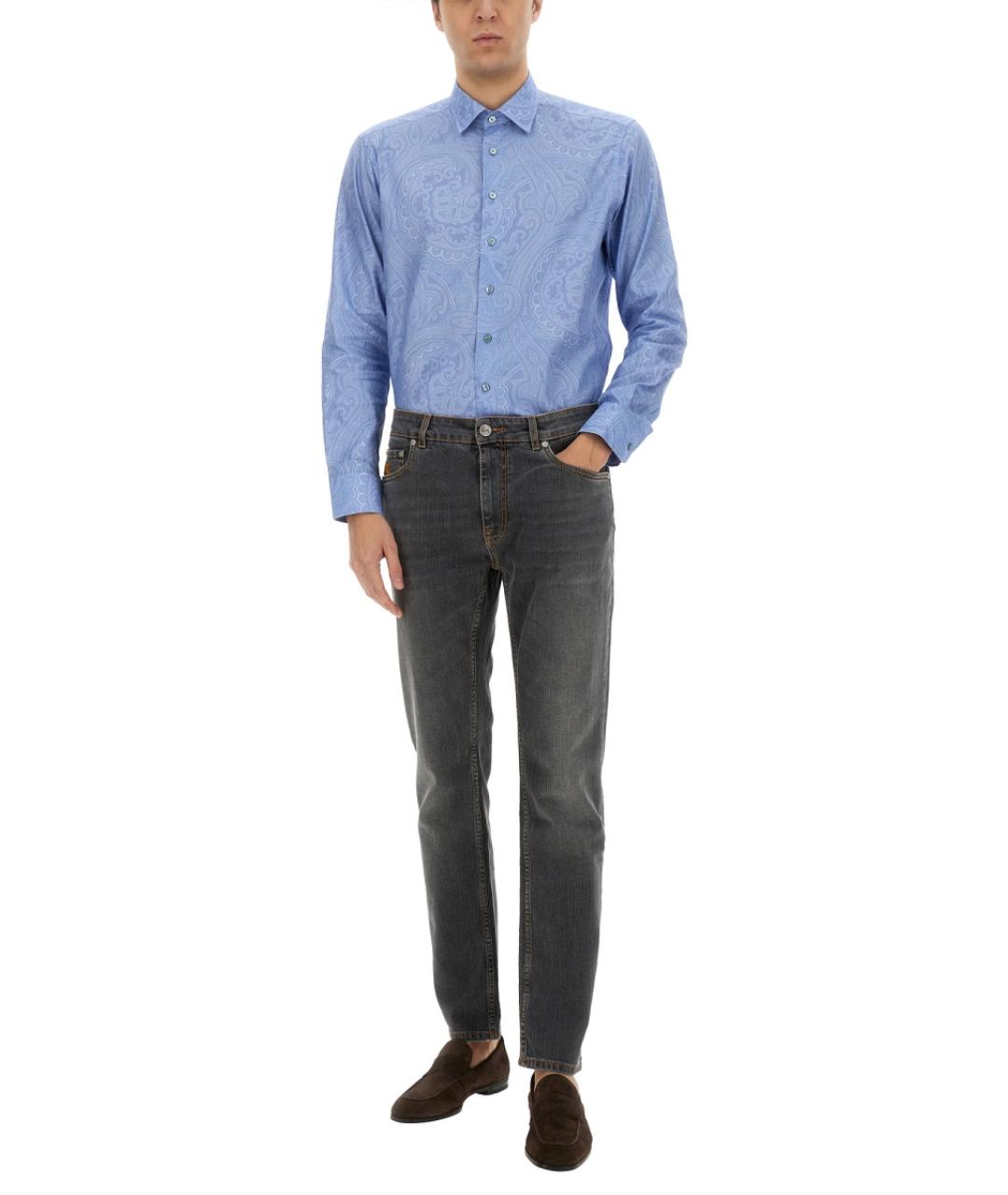 ETRO Голубая хлопковая кэжуал рубашка, фото 3