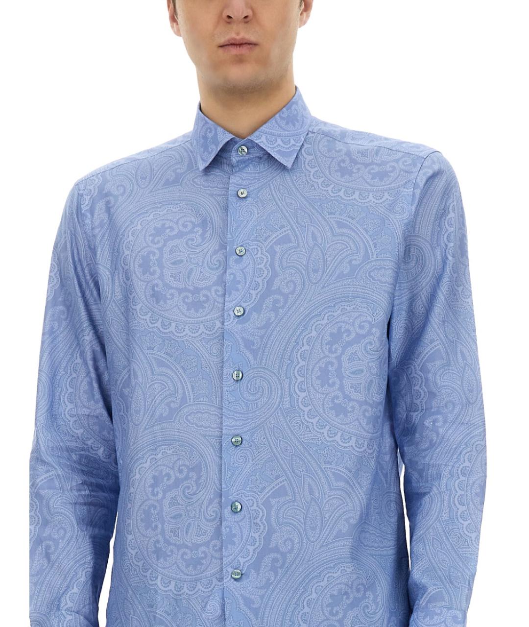ETRO Голубая хлопковая кэжуал рубашка, фото 5