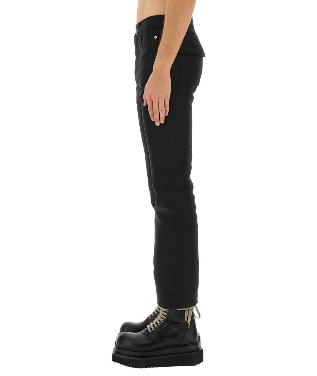 RICK OWENS Черные льняные повседневные брюки, фото 5