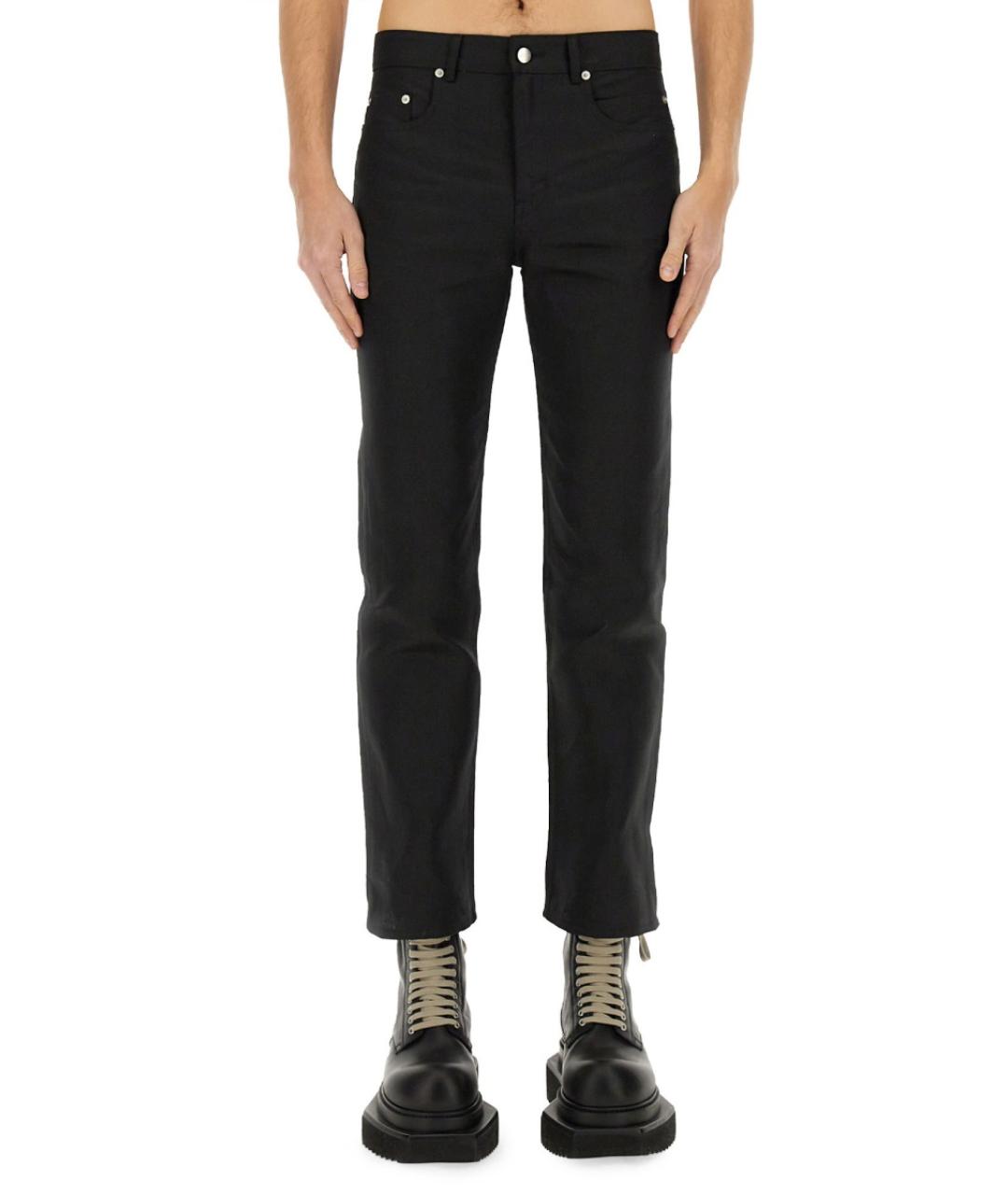 RICK OWENS Черные льняные повседневные брюки, фото 2