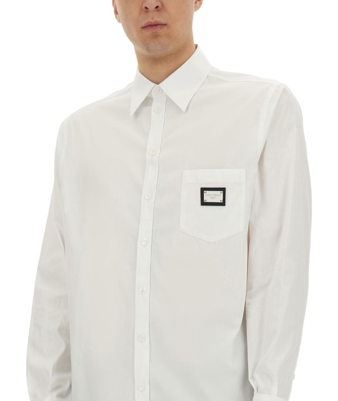 DOLCE&GABBANA Белая хлопковая кэжуал рубашка, фото 5