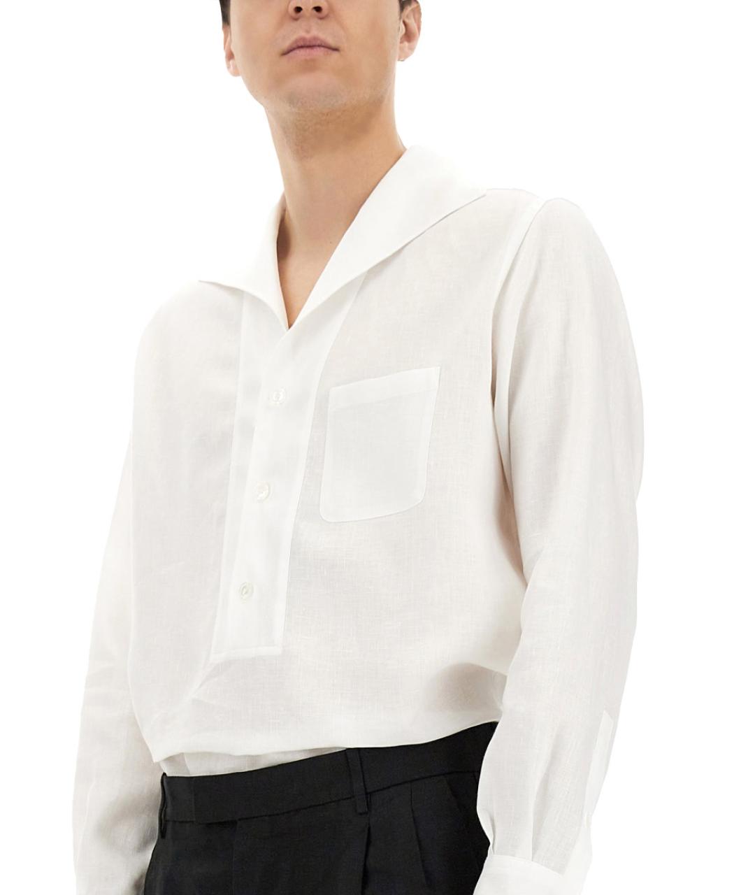 DOLCE&GABBANA Белая льняная кэжуал рубашка, фото 5