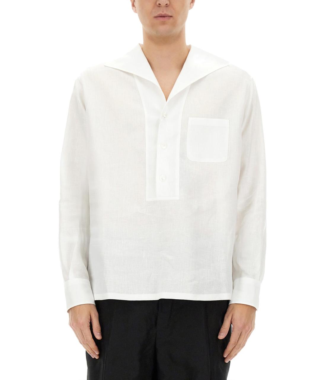 DOLCE&GABBANA Белая льняная кэжуал рубашка, фото 2