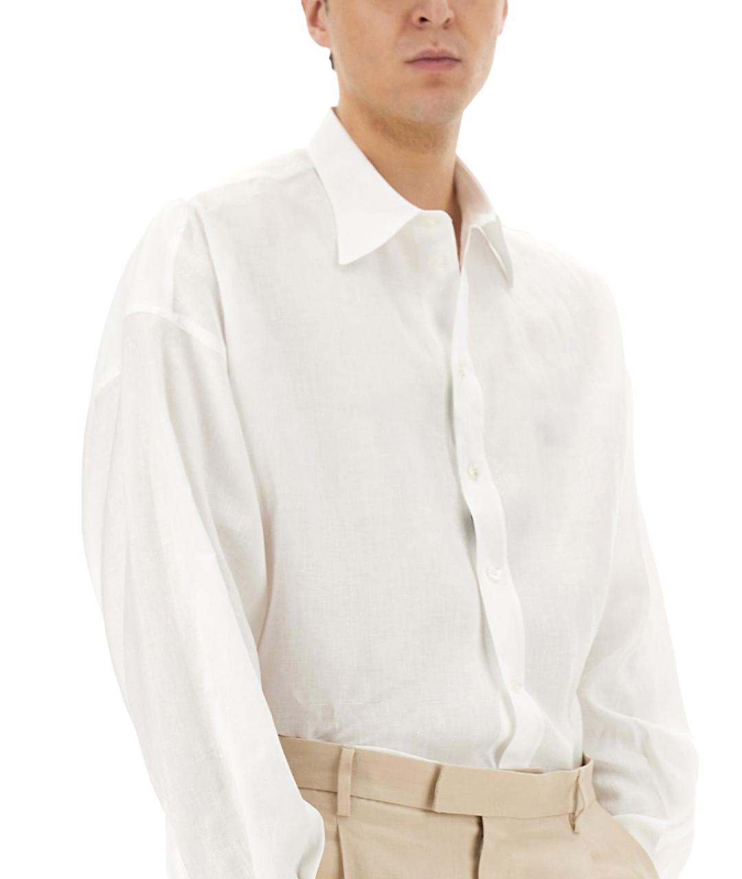 DOLCE&GABBANA Белая льняная кэжуал рубашка, фото 5