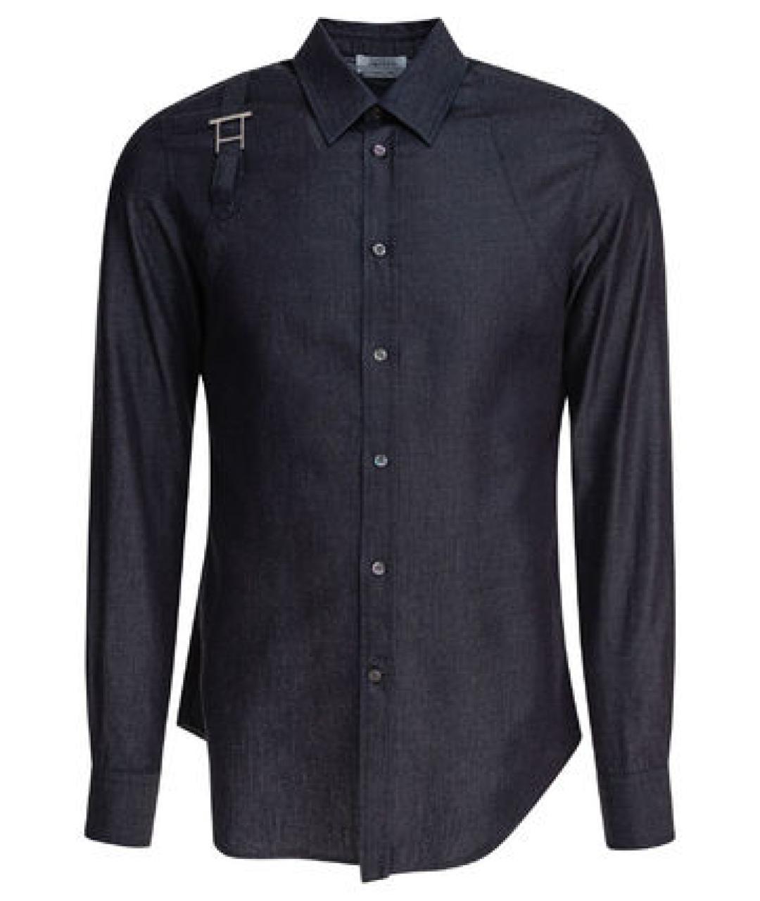 ALEXANDER MCQUEEN Синяя хлопковая кэжуал рубашка, фото 1