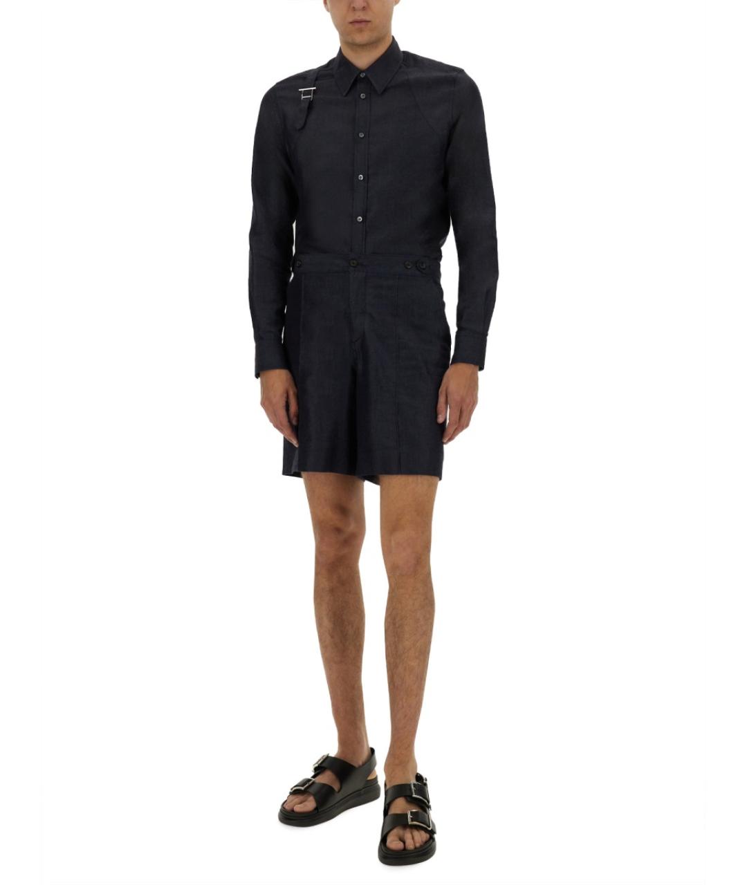 ALEXANDER MCQUEEN Синяя хлопковая кэжуал рубашка, фото 3