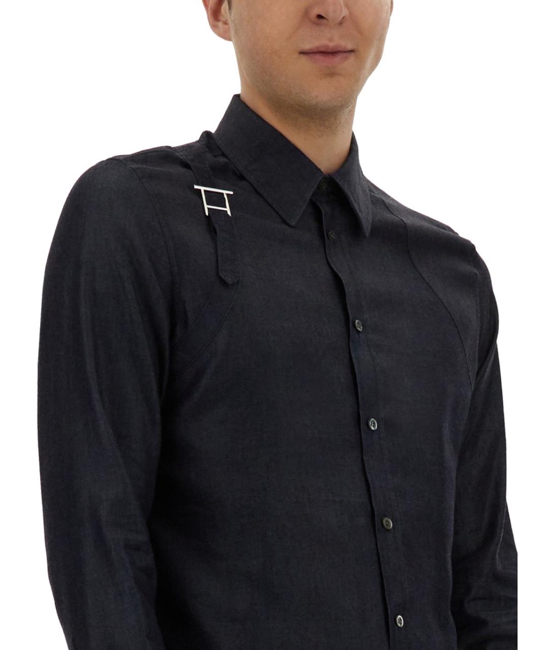 ALEXANDER MCQUEEN Синяя хлопковая кэжуал рубашка, фото 5