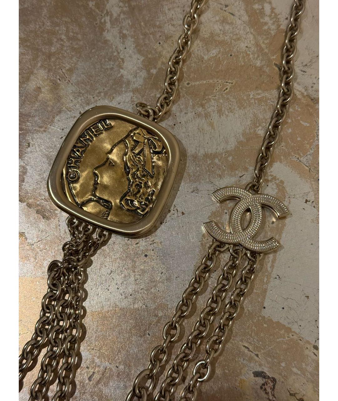 CHANEL Золотое металлическое колье, фото 3