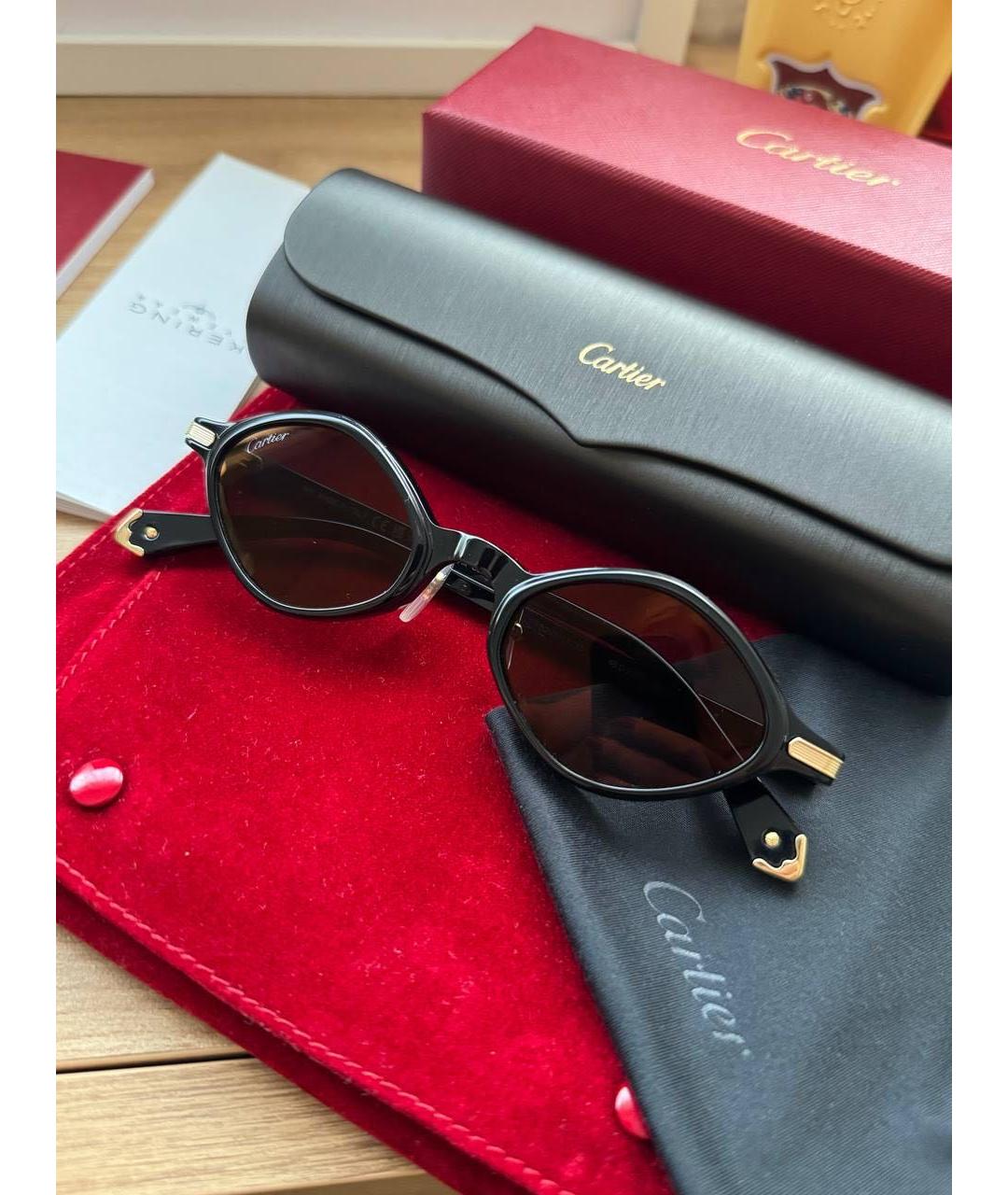 CARTIER Черные пластиковые солнцезащитные очки, фото 4