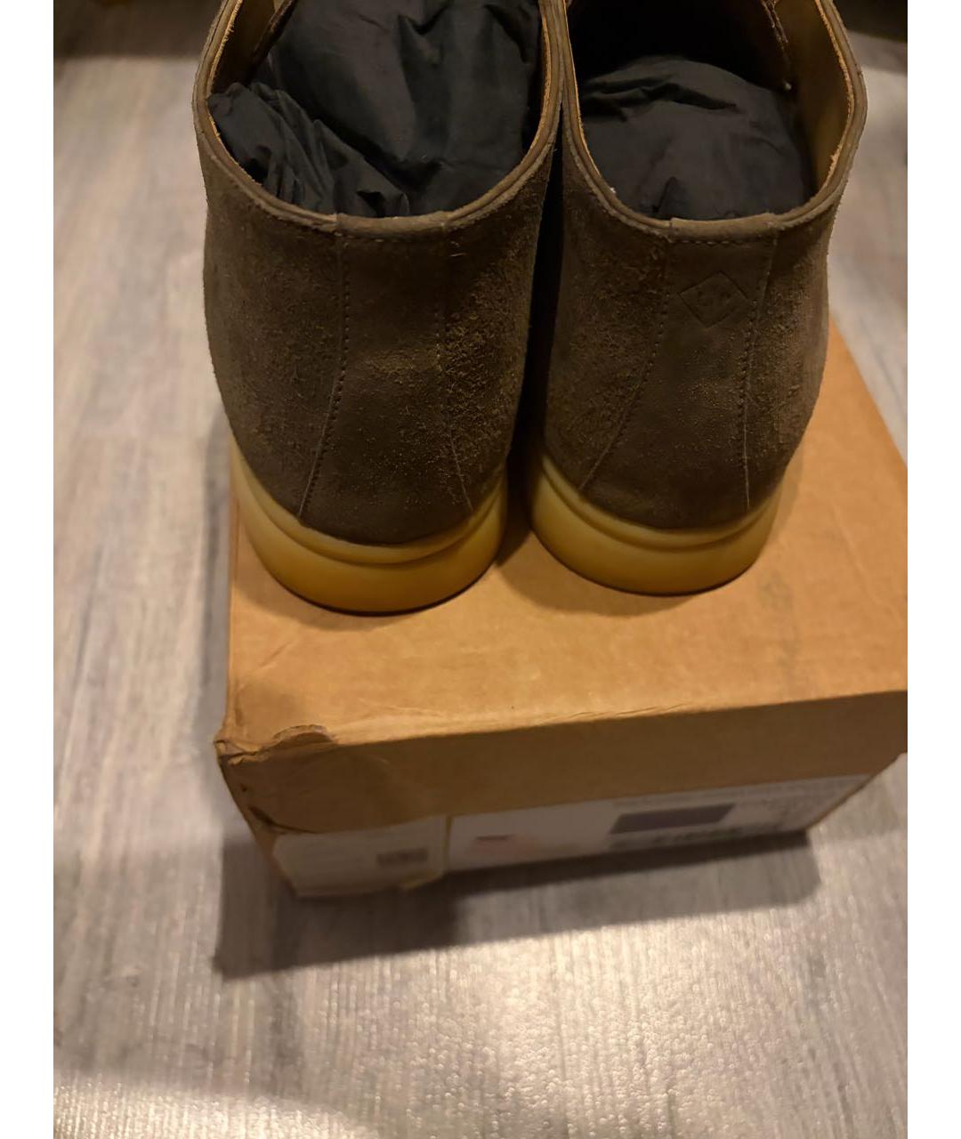 LORO PIANA Хаки замшевые ботинки, фото 3