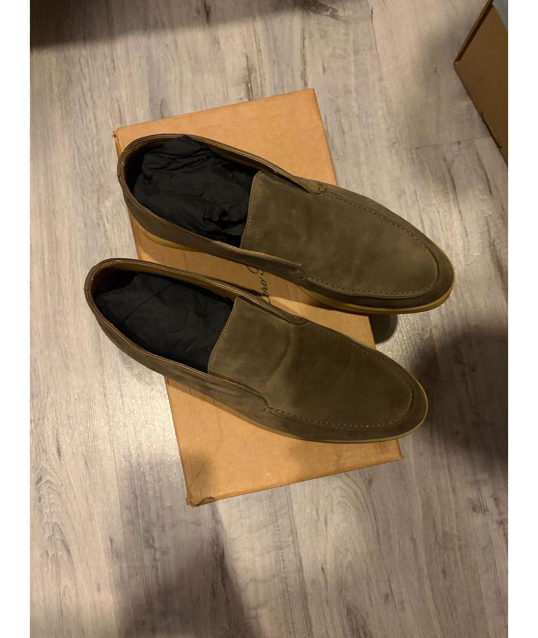 LORO PIANA Хаки замшевые ботинки, фото 4
