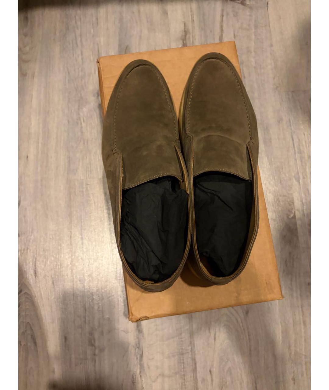 LORO PIANA Хаки замшевые ботинки, фото 5