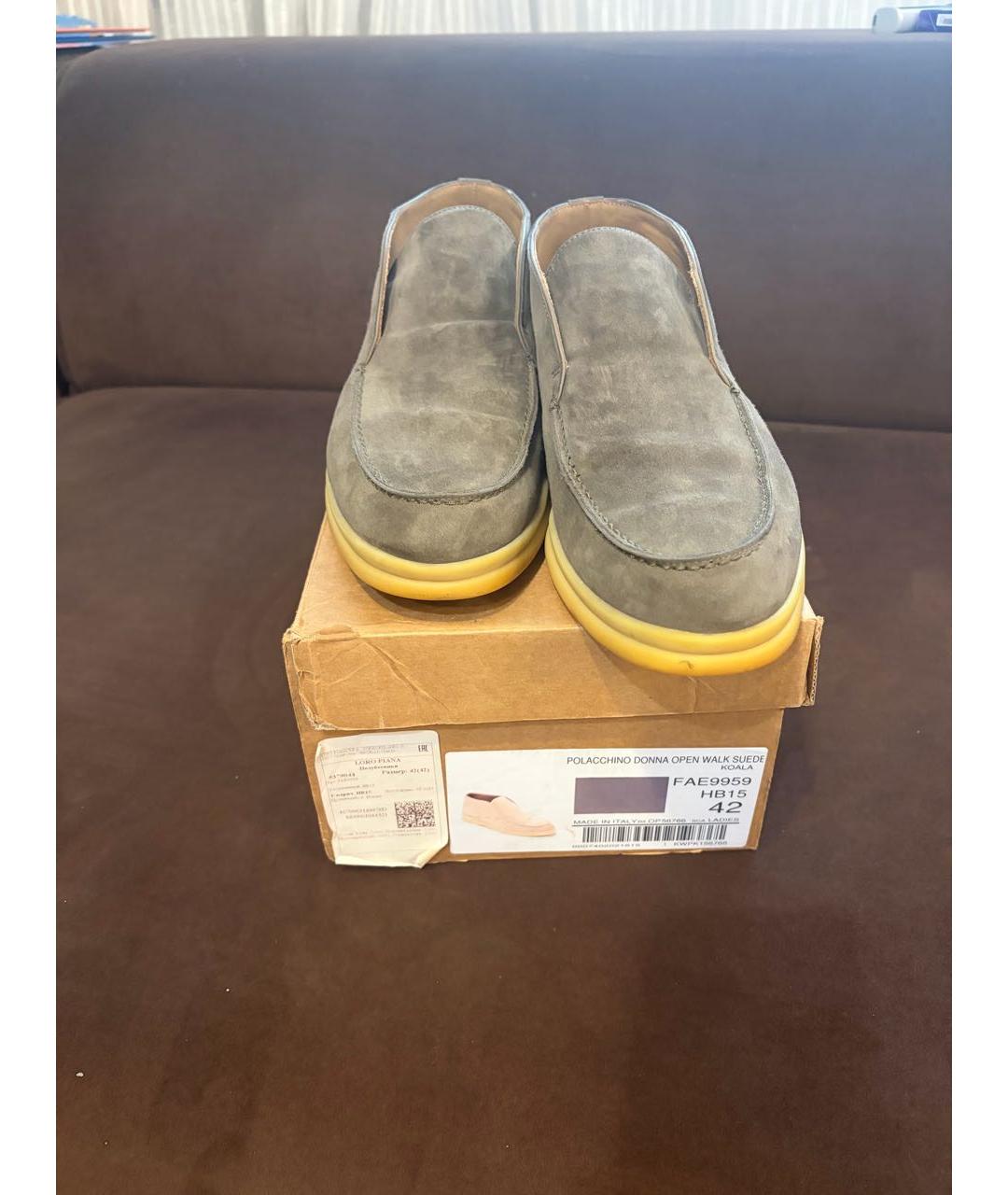 LORO PIANA Хаки замшевые ботинки, фото 2