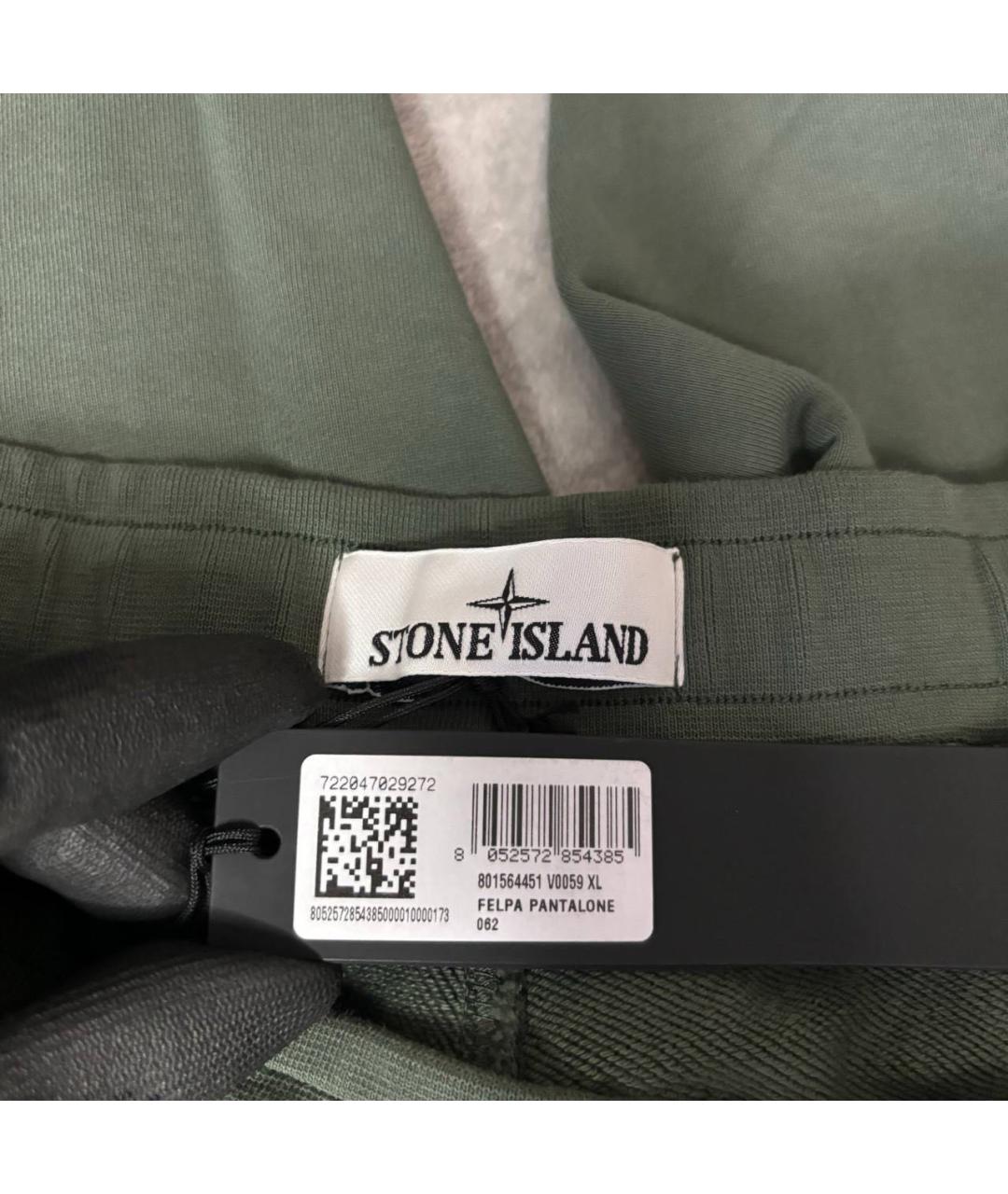 STONE ISLAND Хаки хлопковые повседневные брюки, фото 4