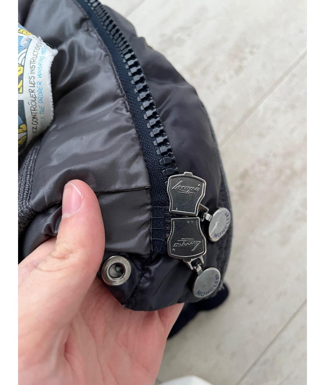 MONCLER Черный полиэстеровый пуховик, фото 4