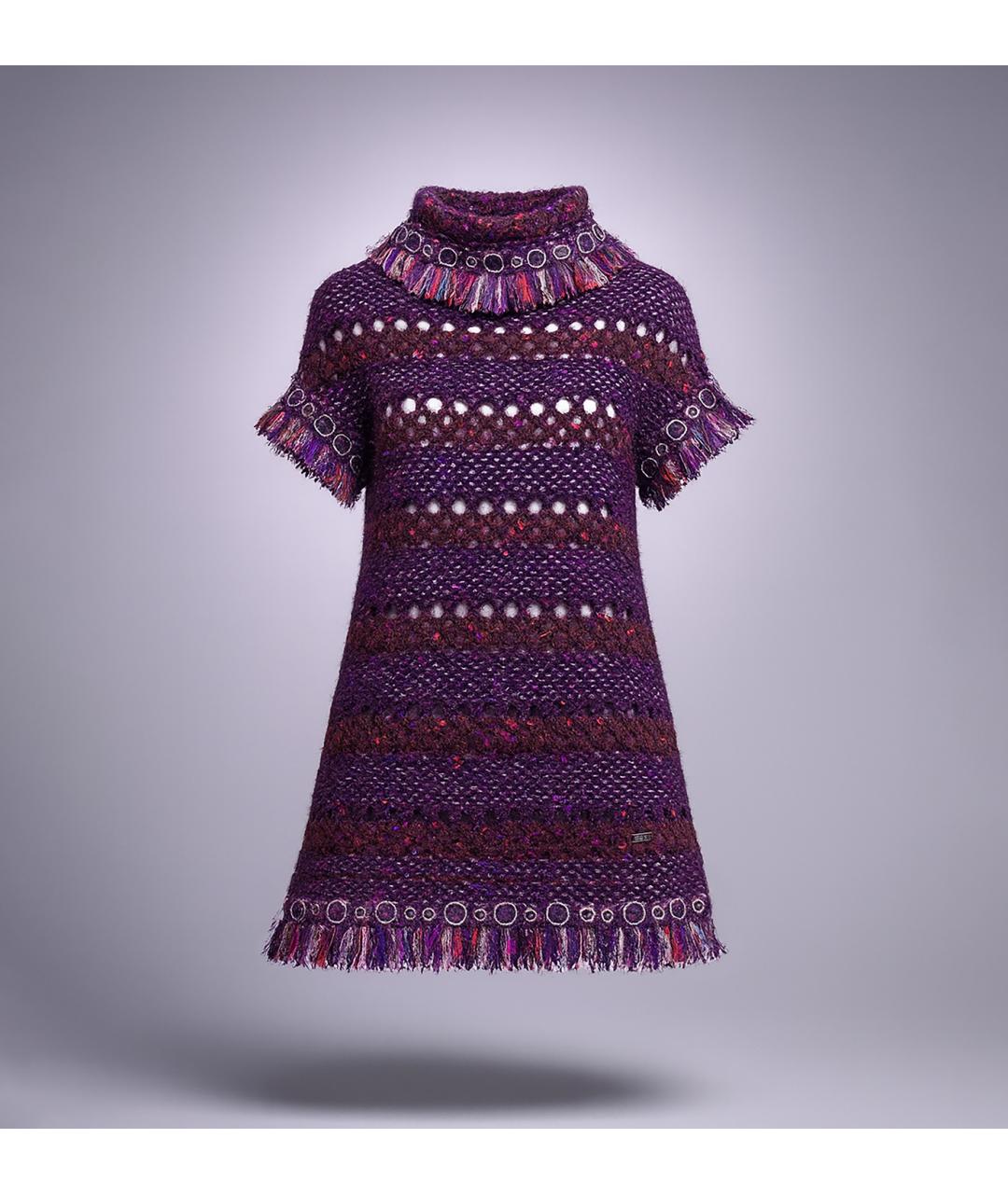 CHANEL Фиолетовое шерстяное коктейльное платье, фото 3