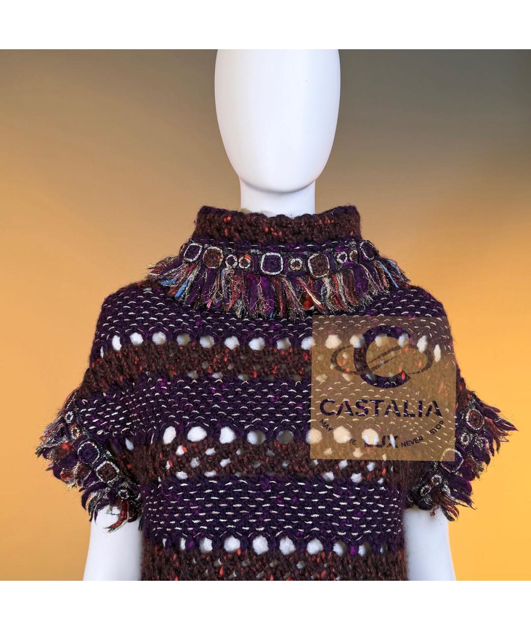 CHANEL Фиолетовое шерстяное коктейльное платье, фото 6