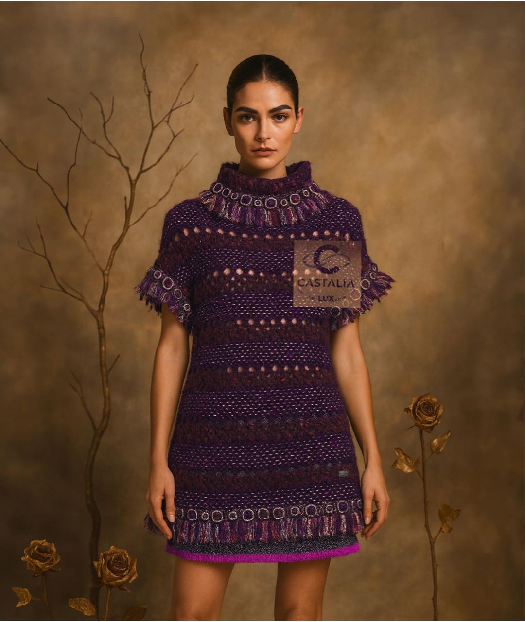 CHANEL Фиолетовое шерстяное коктейльное платье, фото 4