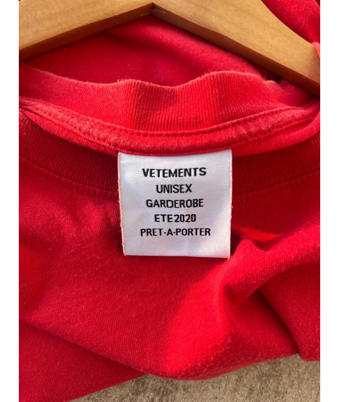 VETEMENTS Красная хлопковая футболка, фото 7