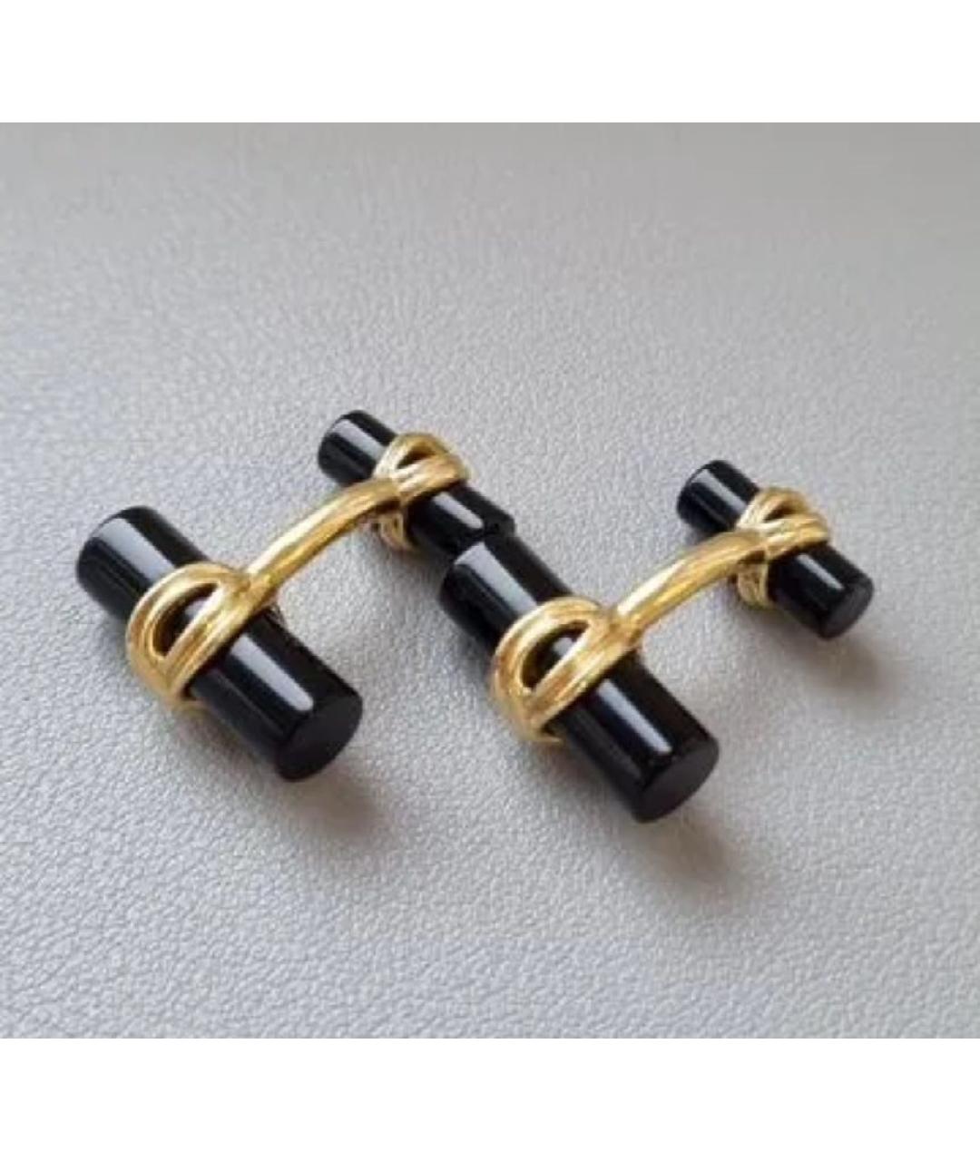 TIFFANY&CO Черные запонки из желтого золота, фото 5