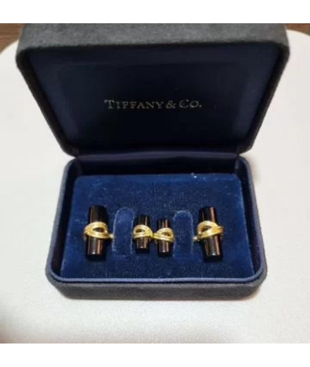 TIFFANY&CO Черные запонки из желтого золота, фото 4