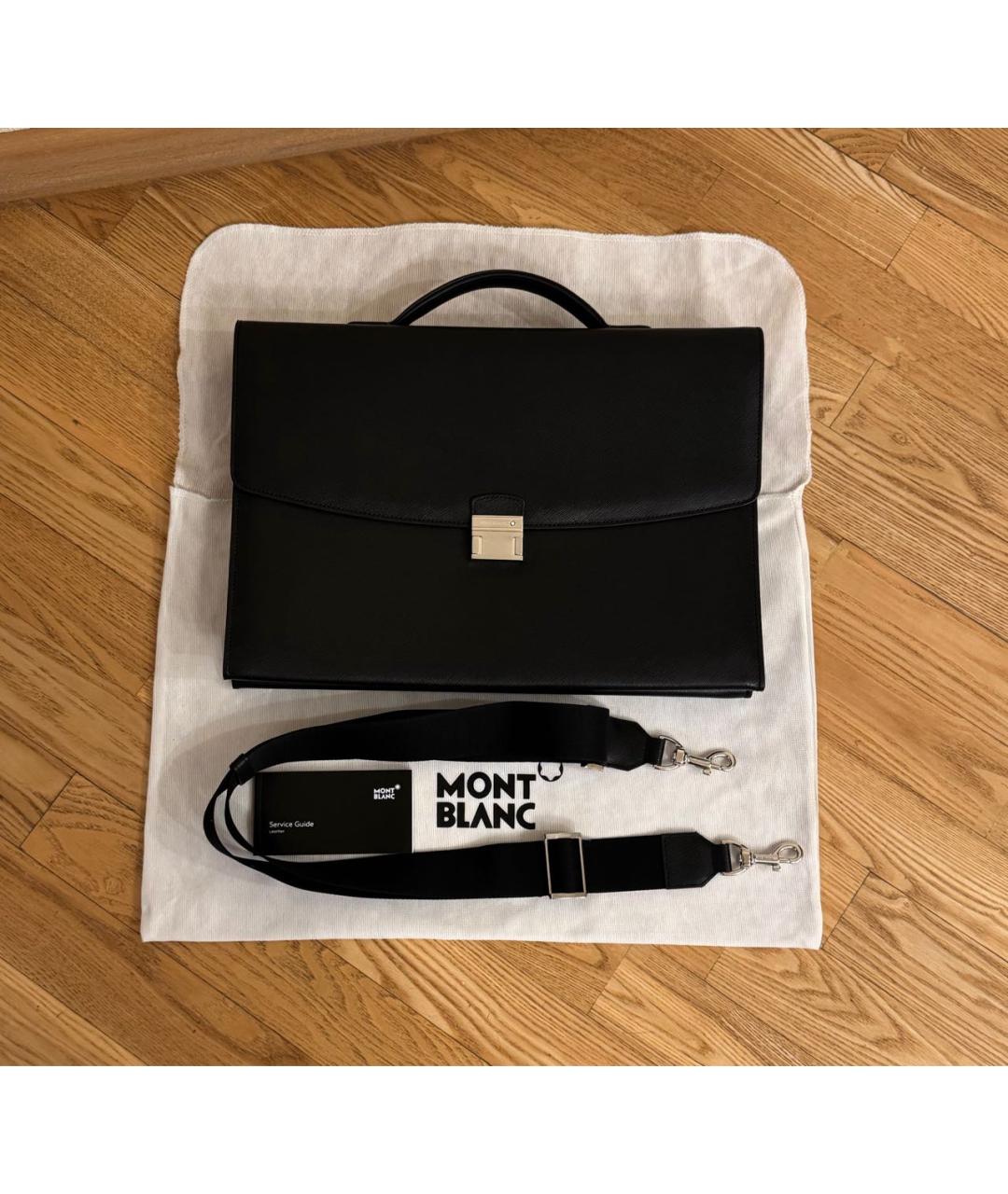 MONTBLANC Черный кожаный портфель, фото 6