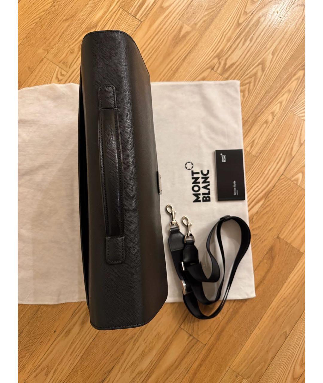 MONTBLANC Черный кожаный портфель, фото 7