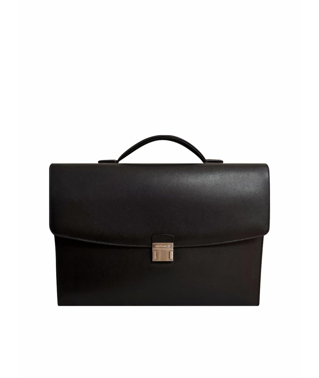 MONTBLANC Черный кожаный портфель, фото 1