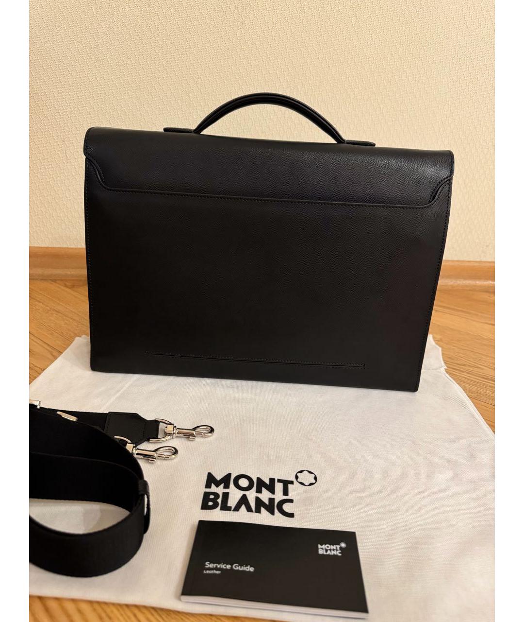 MONTBLANC Черный кожаный портфель, фото 3