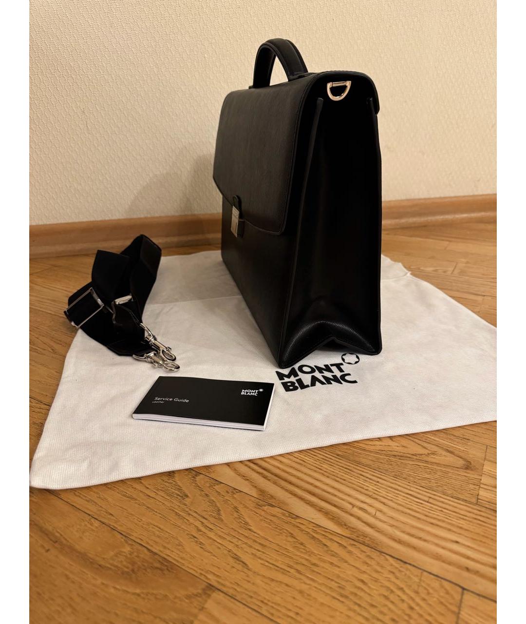 MONTBLANC Черный кожаный портфель, фото 2