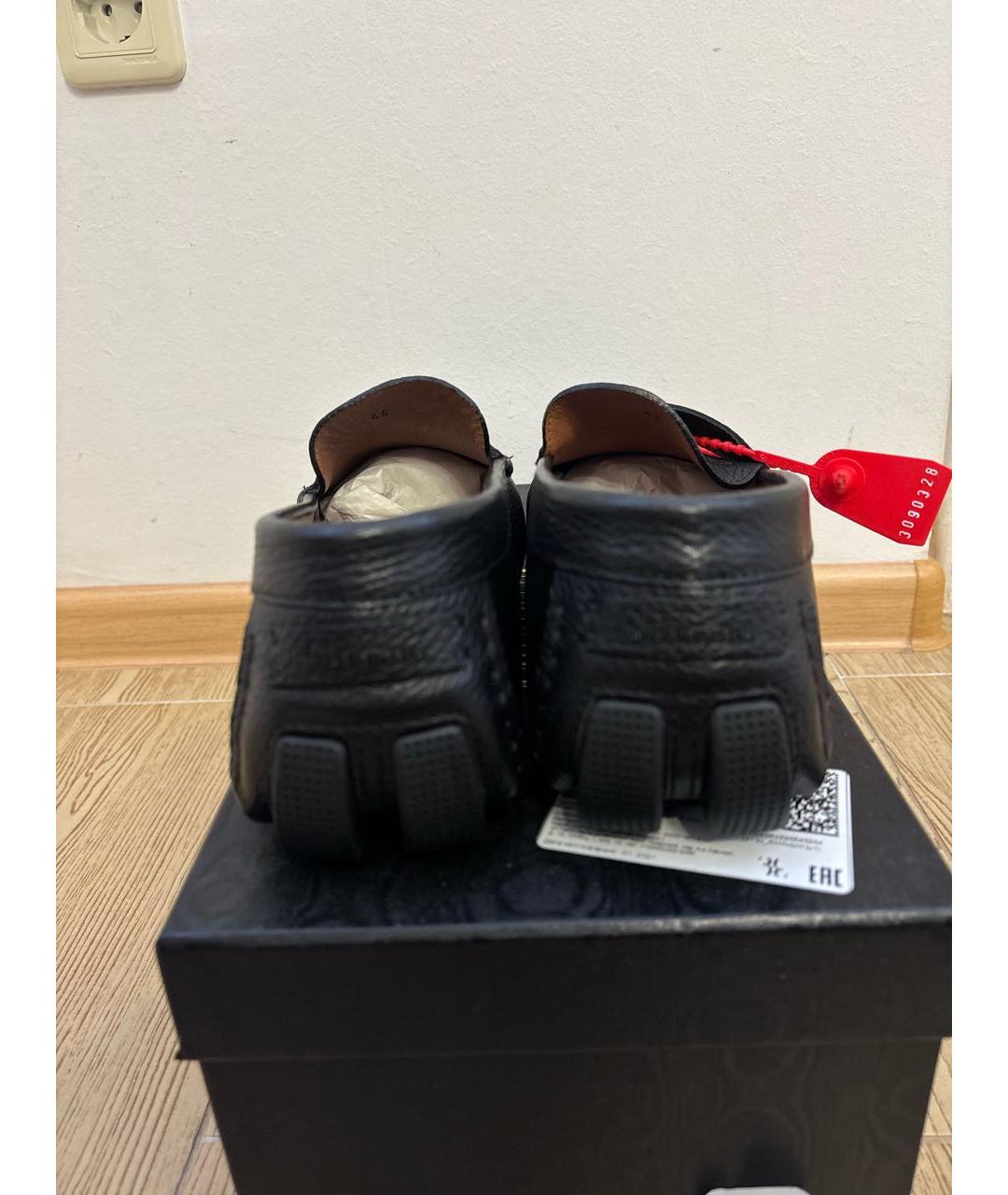 BILLIONAIRE Черные кожаные мокасины, фото 4