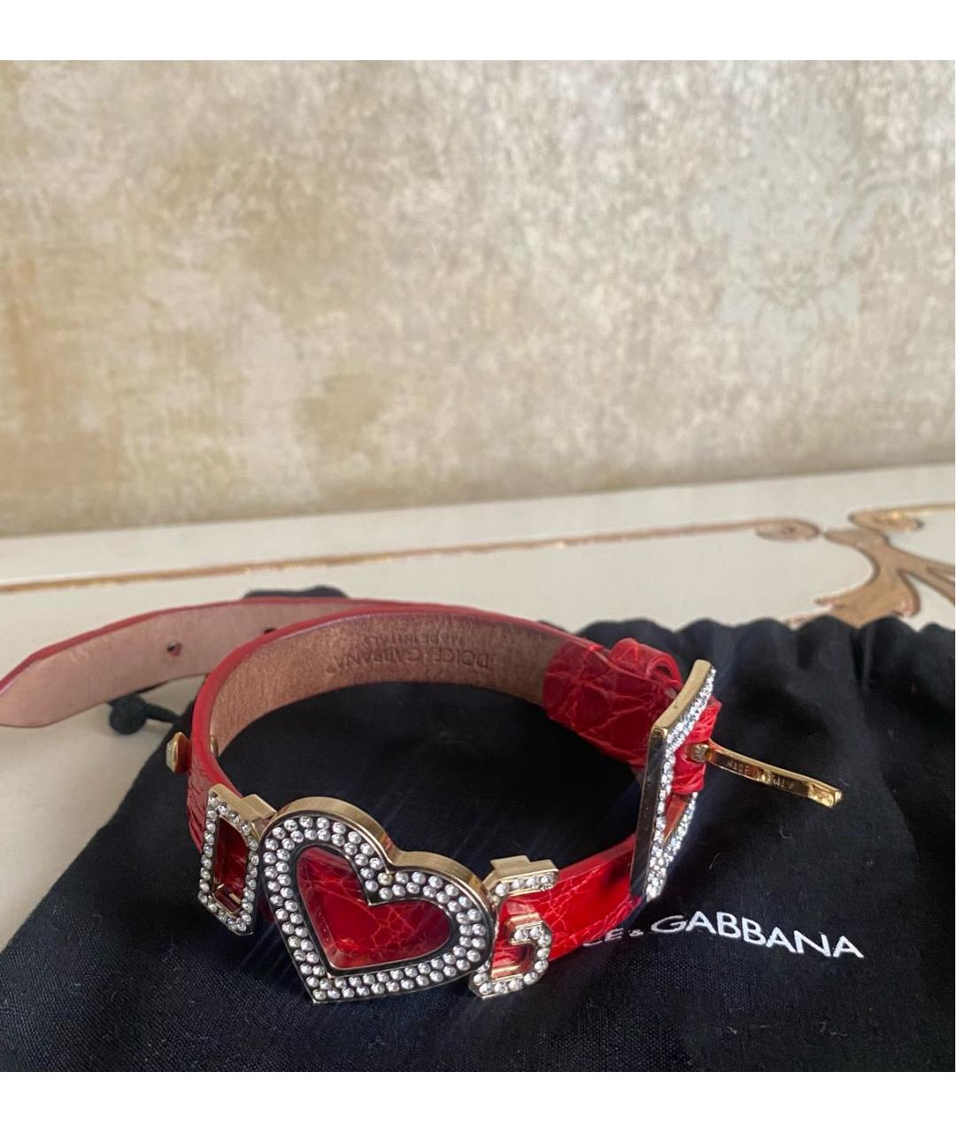 DOLCE&GABBANA Красный браслет из экзотической кожи, фото 5