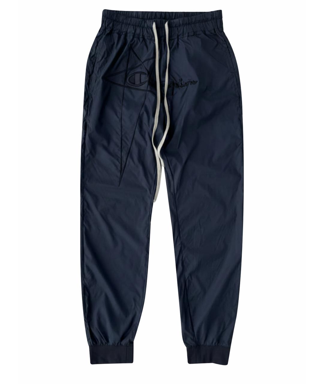 RICK OWENS Темно-синие полиамидовые брюки узкие, фото 1