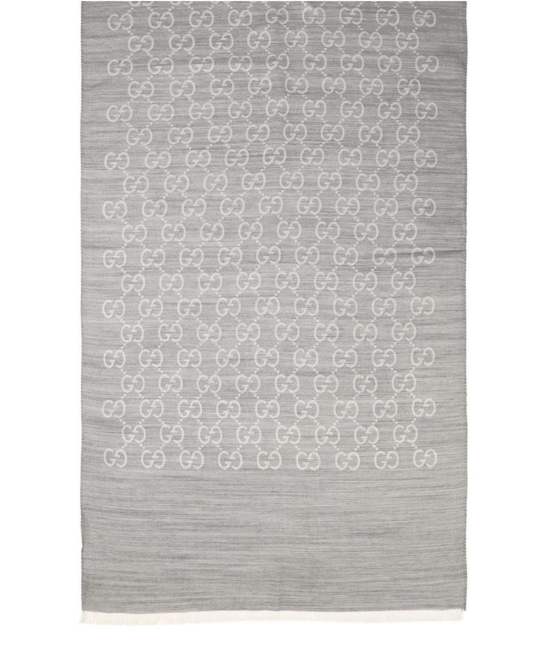 GUCCI Серый шерстяной шарф, фото 2