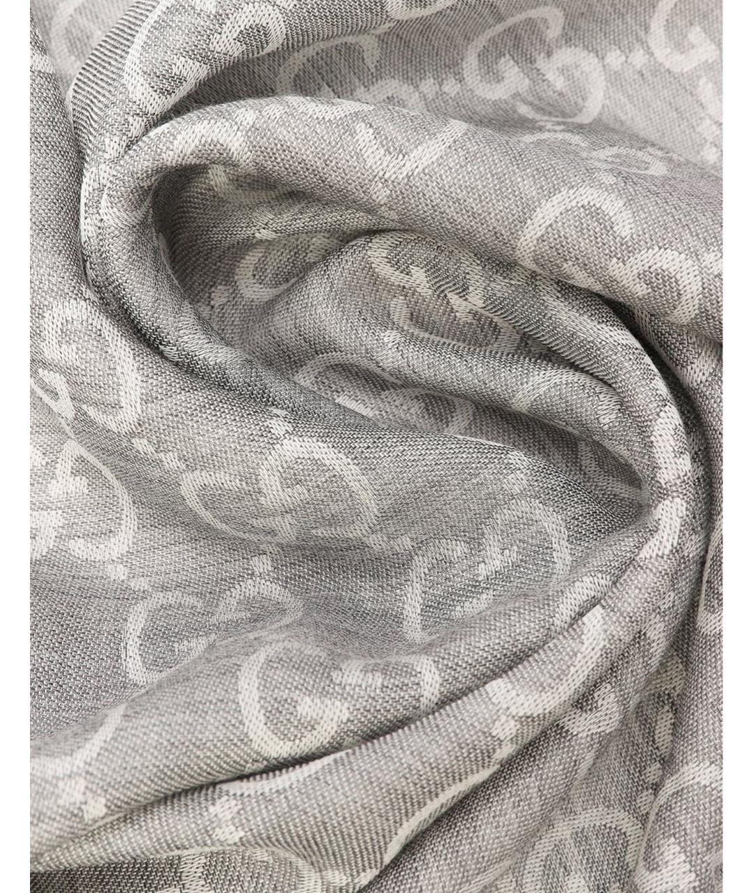 GUCCI Серый шерстяной шарф, фото 3