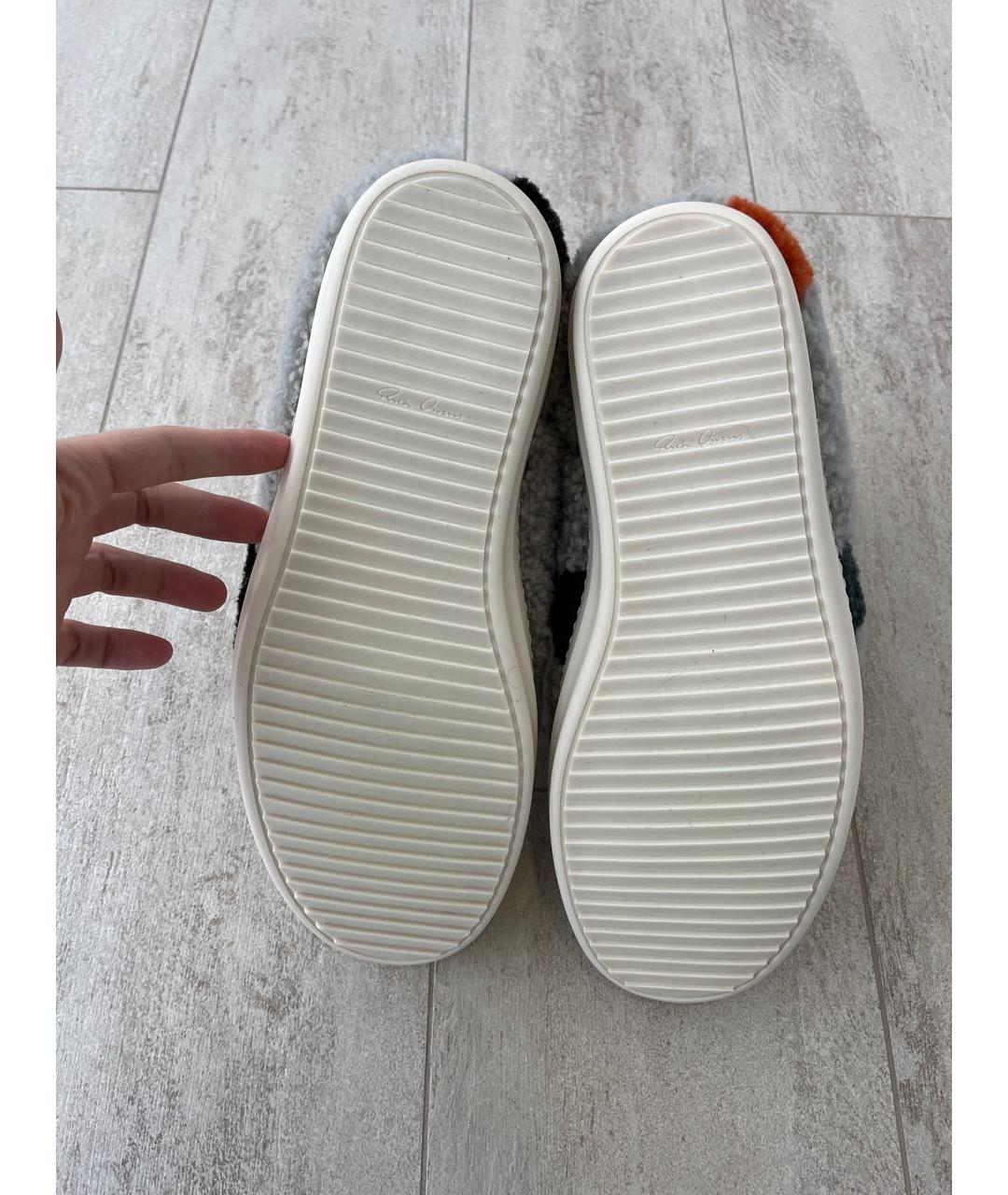 RICK OWENS Серые резиновые высокие кроссовки / кеды, фото 5