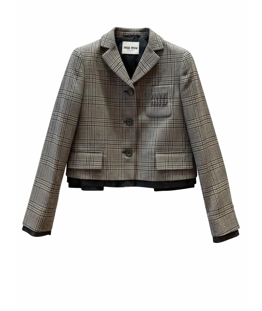 MIU MIU Коричневый шерстяной костюм с юбками, фото 1