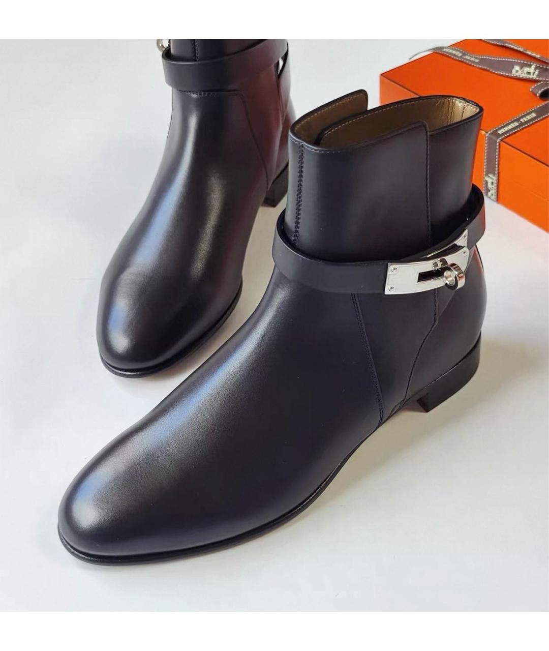 HERMES Черные кожаные полусапоги, фото 4