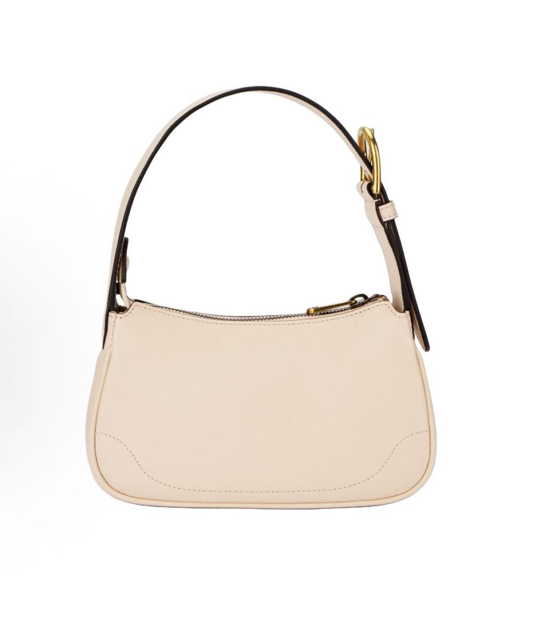 GUCCI Бежевая кожаная сумка с короткими ручками, фото 3