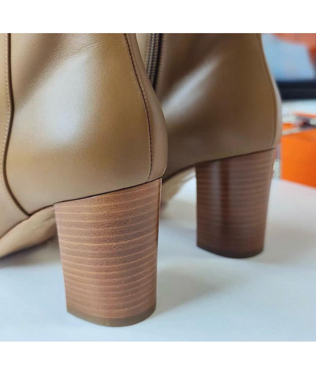 HERMES Коричневые кожаные ботильоны, фото 6